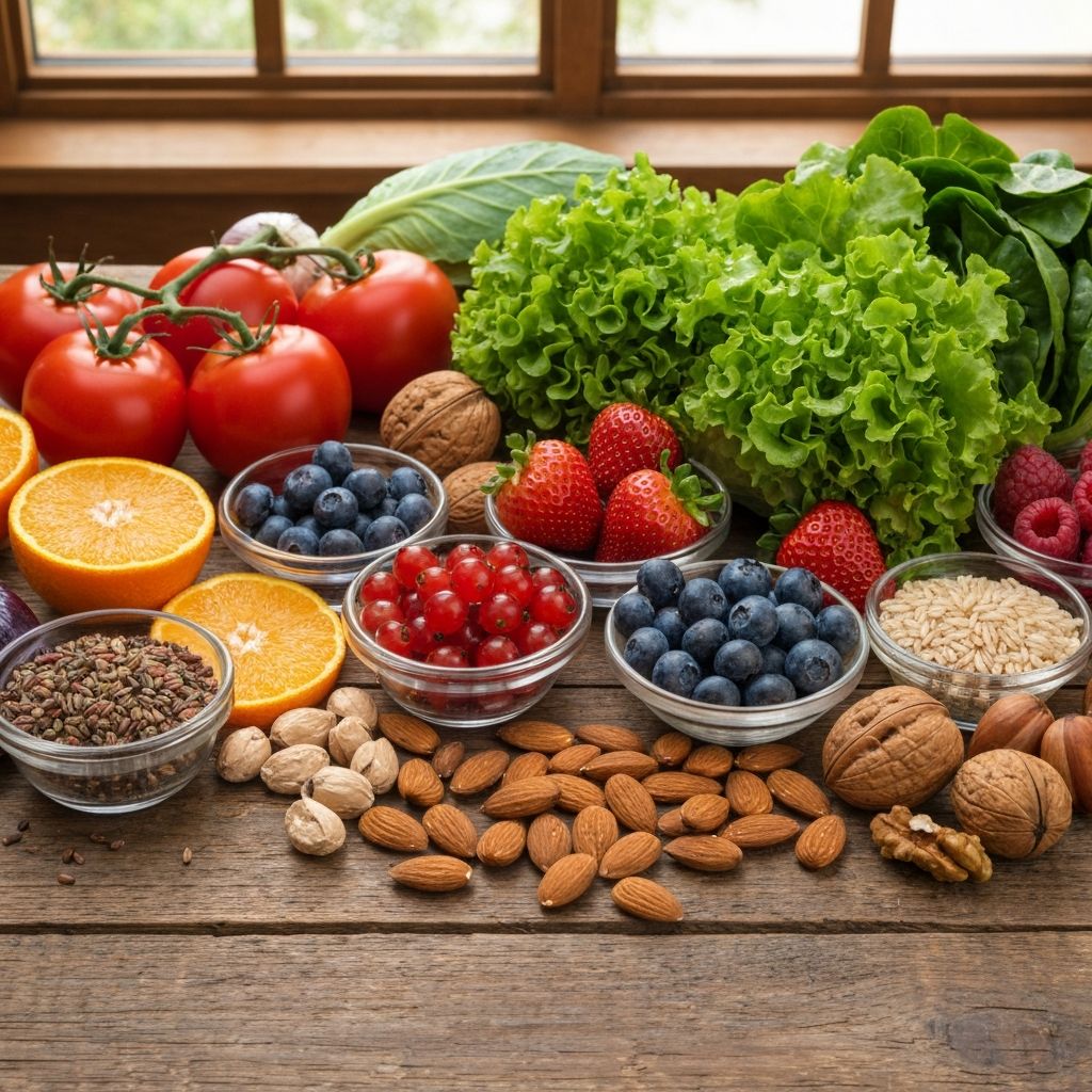 Balanced nutrition with fresh vegetables and fruits